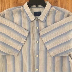 Men’s Short sleeved Striped Linen Shirt